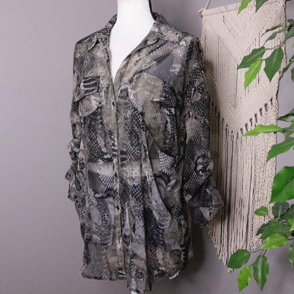 ‎BB Dakota | Button Up Sheer Tunic Top Small